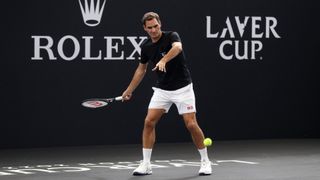Roger Federer practices ahead of the 2022 Laver Cup