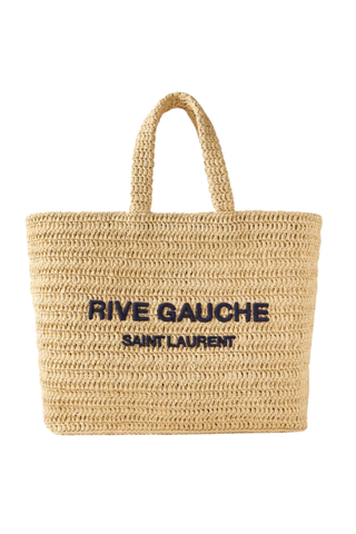 Saint Laurent Shopping Embroidered Raffia Tote - beach bags