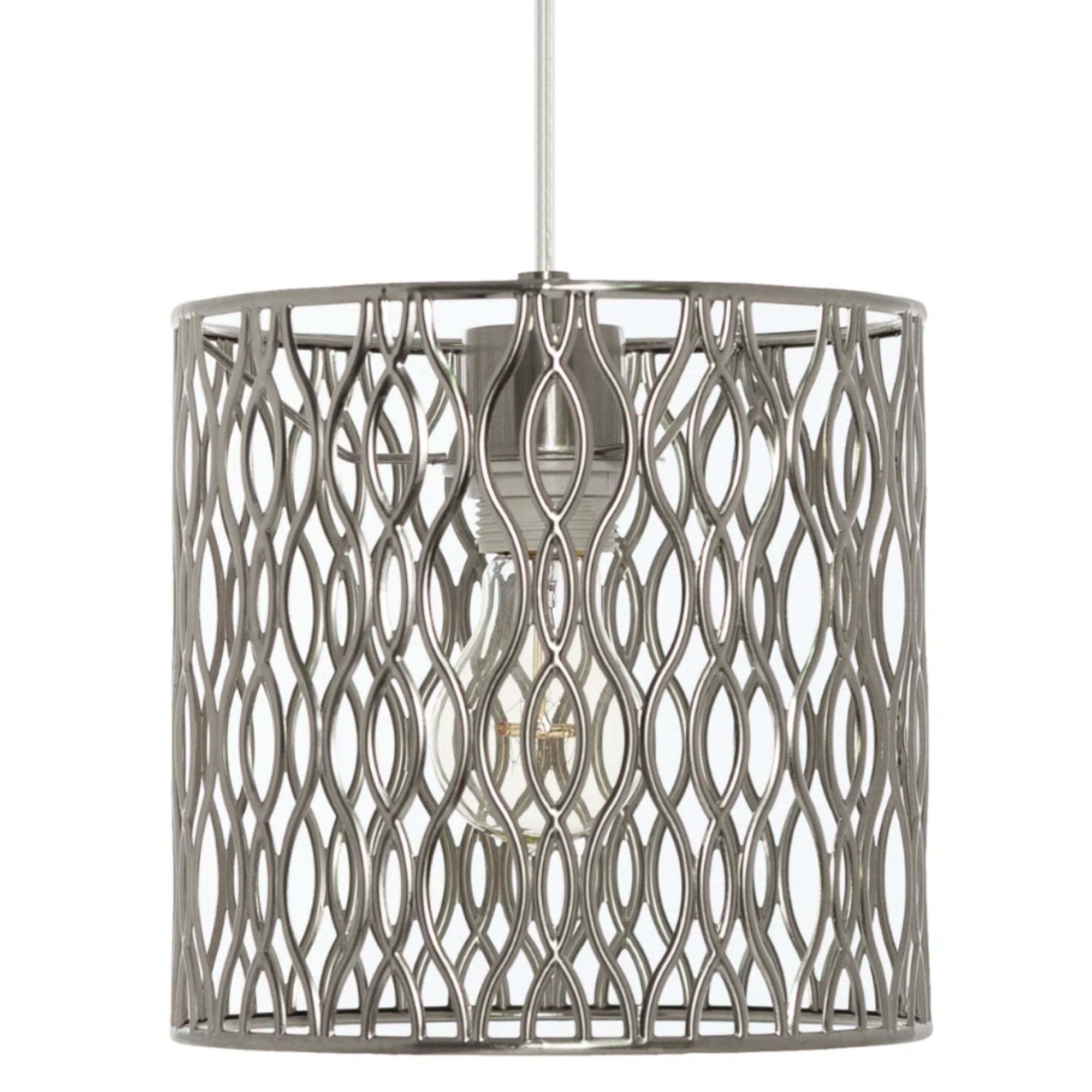 8.125"W Asa Metal Pendant Light With Silver-Tone Shade