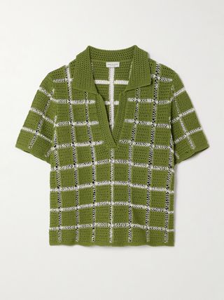 Crocheted Cotton Polo Shirt