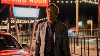 Saul Goodman stands in a parking lot in Better Call Saul season 6