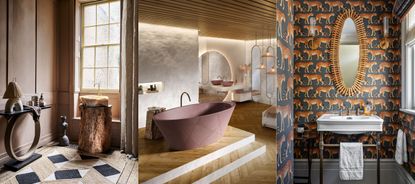 Boho bathroom decor. Three bathrooms that embrace boho bathroom decor, earth, natural color palettes and textures 