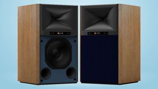 JBL 4329P speakers on blue background