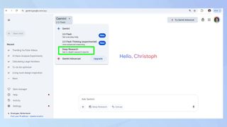 Gemini click on Deep Research