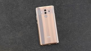 The Mate 10 Pro is glass-clad with a reflective strip across the back