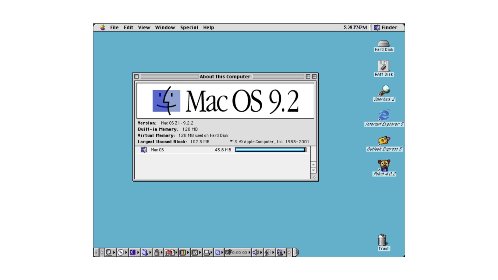 Desktop of Mac OS 9