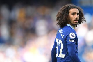 Marc Cucurella of Chelsea looks on during the Premier League match between Chelsea FC and West Ham United at Stamford Bridge on September 03, 2022 in London, England.