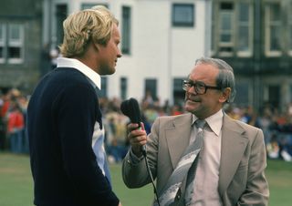 Jack Nicklaus being interviewed by Harry Carpenter after his 1978 win