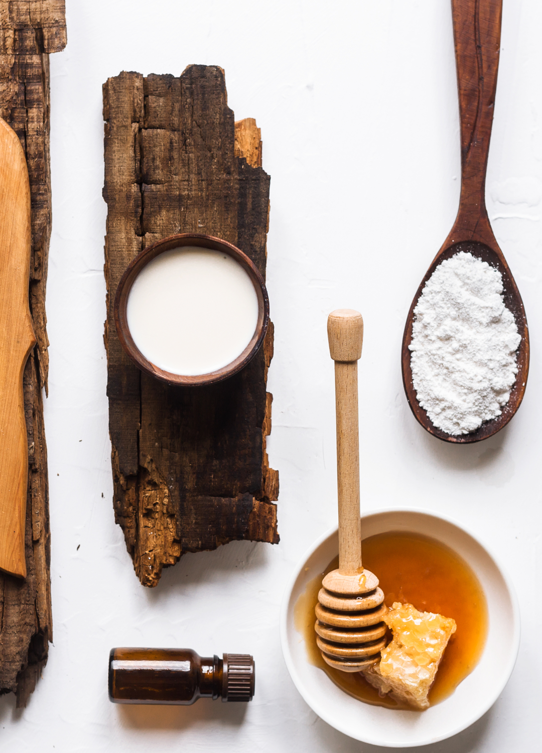 Milk and honey flat lay