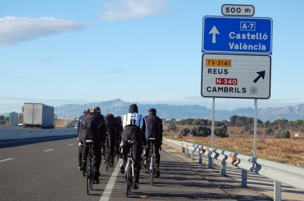 The team head down the motorway