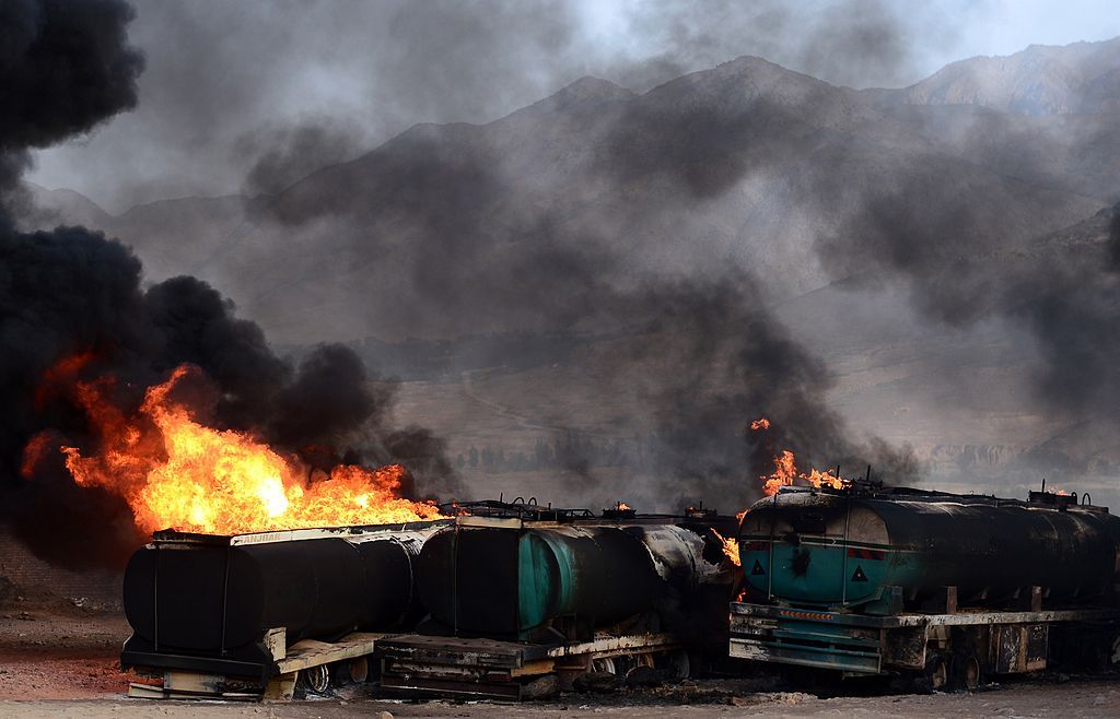 Tanker trucks burn