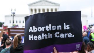 Abortion rights demonstrators gather near the Washington Monument during a nationwide rally in support of abortion rights in Washington, D.C., on May 14, 2022.