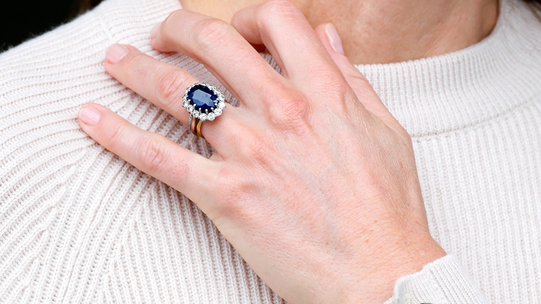 A close-up picture of Catherine, Princess of Wales's rings during a visit to Nottingham Trent University