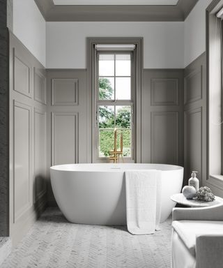 grey and white traditional bathroom