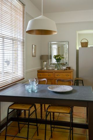 dining table in kitchen in victorian home