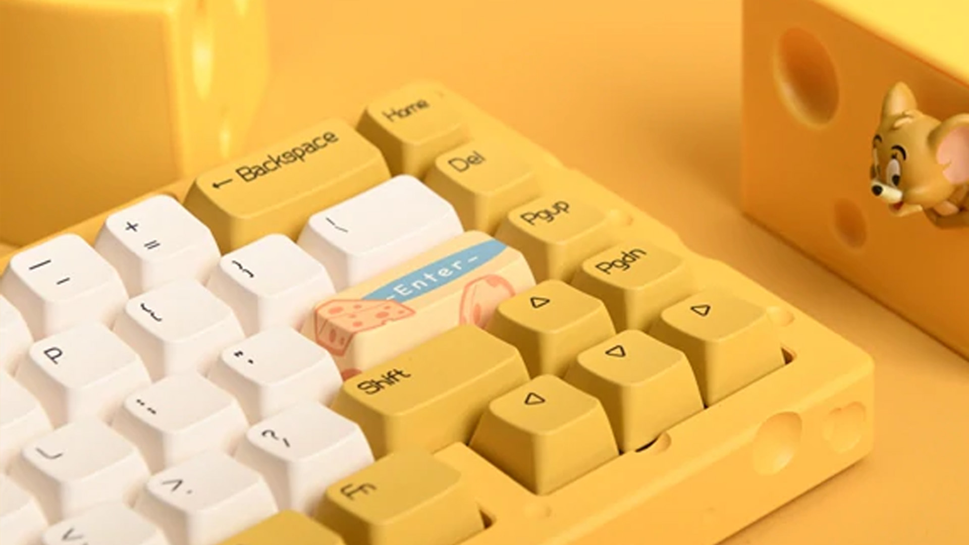 Ajazz mechanical keyboard designed to look like some cheese.