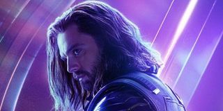 Avengers: Endgame Bucky Barnes standing in front of a purple glow