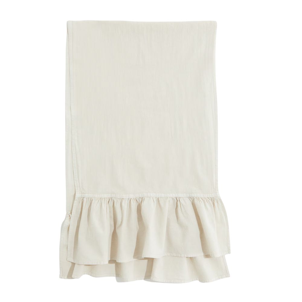 Beige Ruffle-trimmed Table Runner