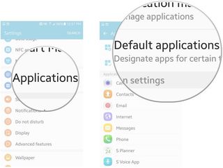 Tap applications then default applications