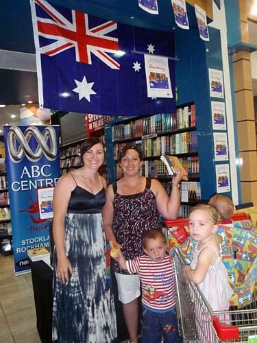 Meares meets some of her younger fans in Rockhampton.