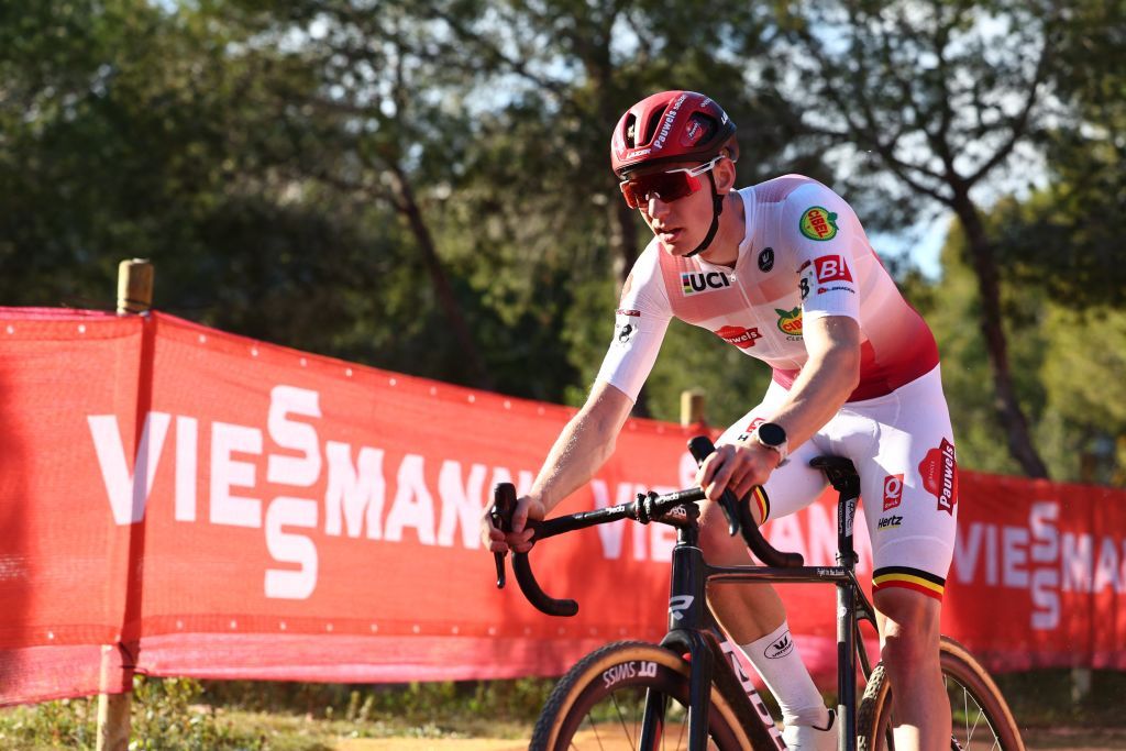 Belgian Michael Vanthourenhout pictured in action during the men's elite race at the cyclocross cycling event in Benidorm, Spain, Sunday 19 January 2025, stage 12/14 in the UCI World Cup competition.
BELGA PHOTO DAVID PINTENS (Photo by DAVID PINTENS / BELGA MAG / Belga via AFP)