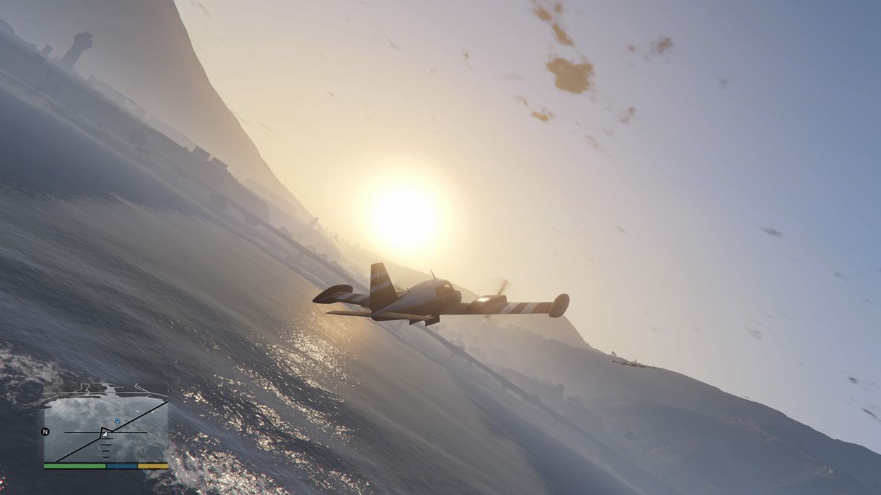 Trevor pilots a plane in GTA V