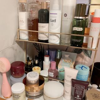 shelves of skincare products