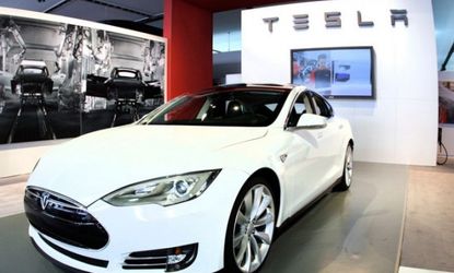 A Tesla Model S is on display at the 2012 North American International Auto Show last January.