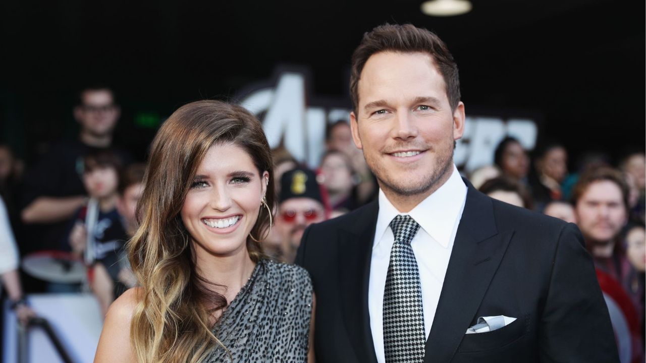 katherine schwarzenegger and chris pratt at the avengers premiere