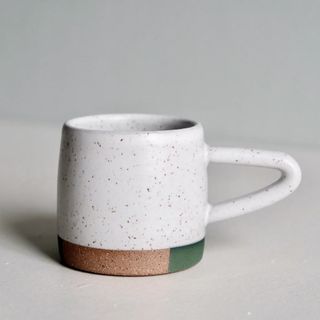 White and green speckled cappuccino mug