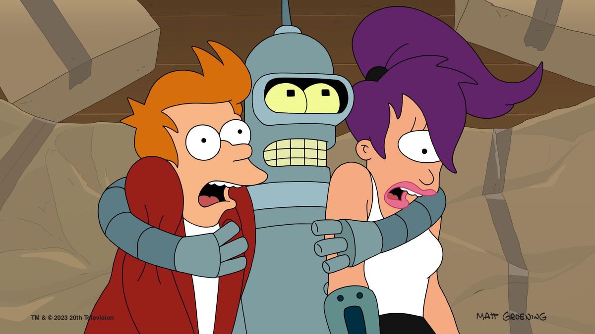 Fry, Bender and Leela in Futurama