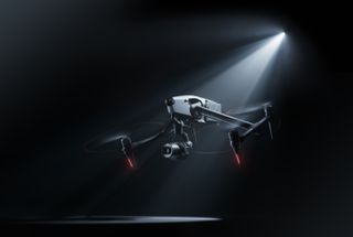 DJI Inspire 3 with white light from the sky