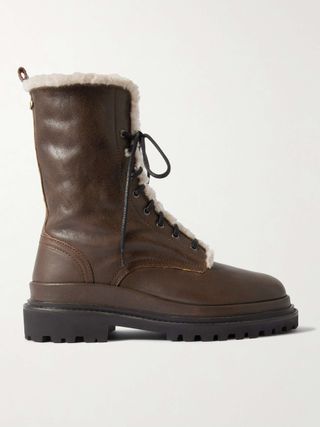 Ghiso Shearling-Lined Leather Ankle Boots