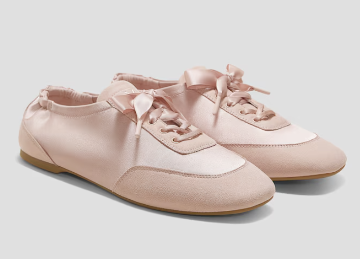 Vivaia, Square-Toe Lace-Up Satin Sneakerina (Cristina)