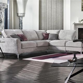 Grey sofa in a grey living room