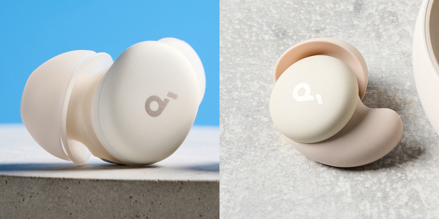 The Soundcore Sleep A30 bud on the left and the A20 bud on the right.