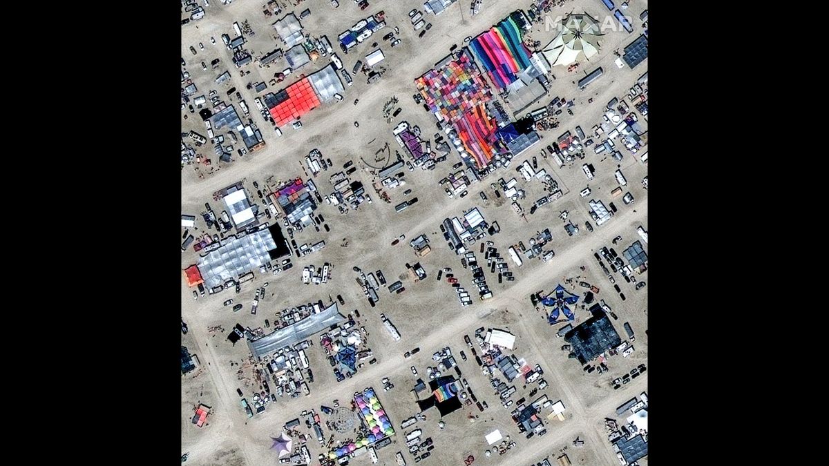 The Burning Man festival seen from space.