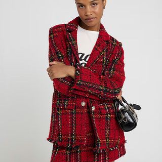 Red tartan blazer from River Island