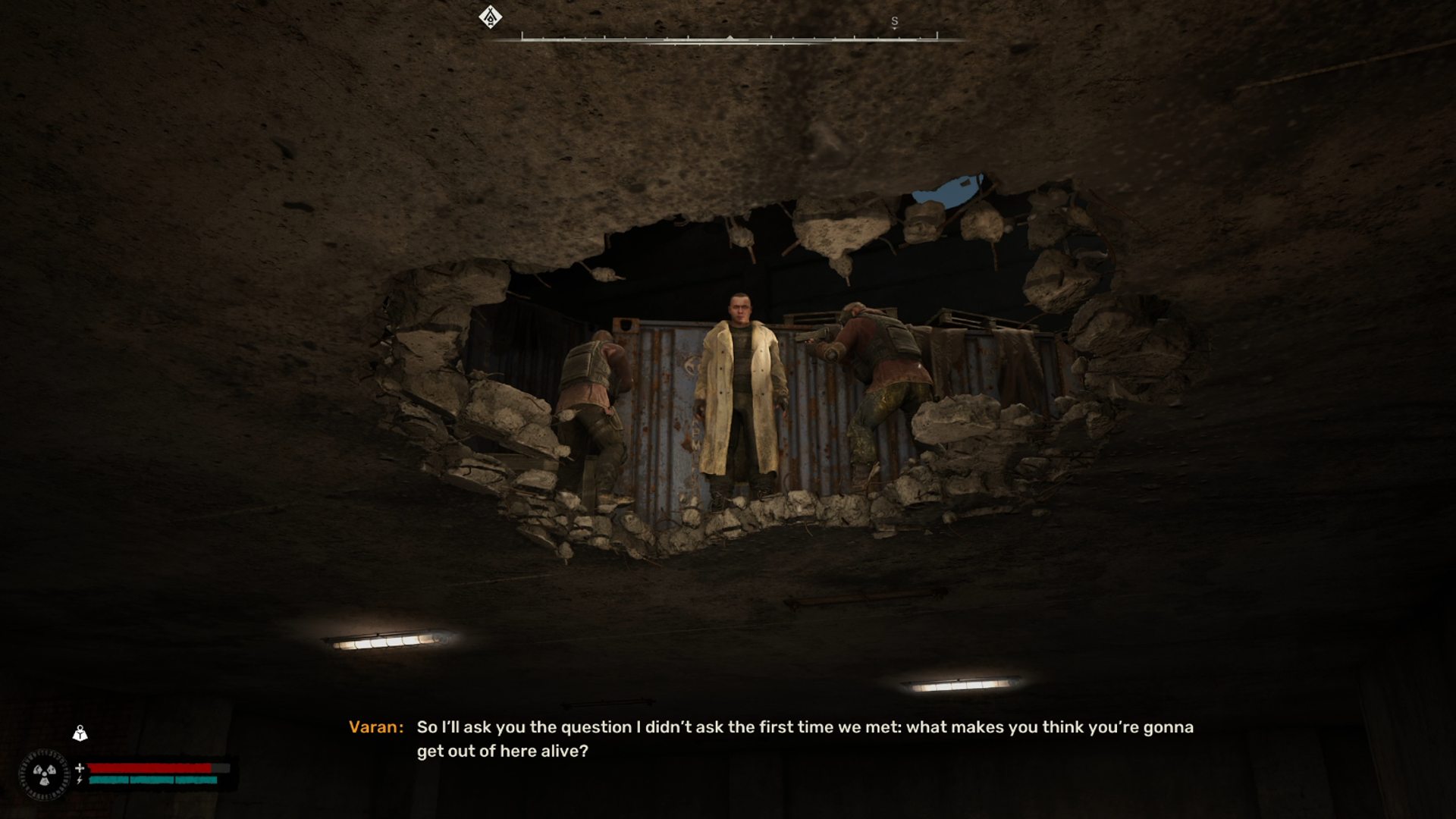 The player encounters some NPC characters in Stalker 2.