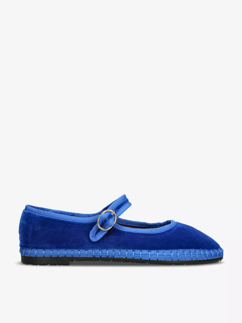Oe Single-Strap Cotton Mary Jane Flats - Eur 35 / 2 Uk Women