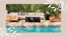 A CB2 outdoor lounge set featured as one of the best outdoor furniture brands in the US to shop in 2023