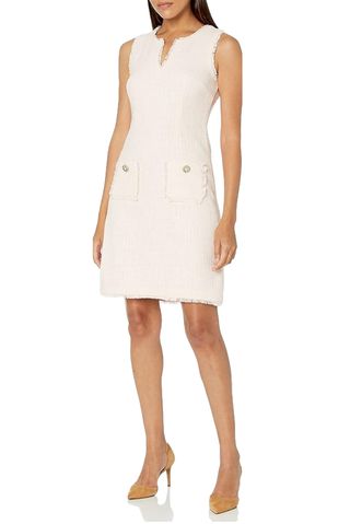 Karl Lagerfeld Paris Women's Tweed Shift Dress With Pockets, Rose, 0