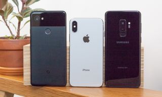 Pixel 2 XL, iPhone X and Galaxy S9 (from left to right)