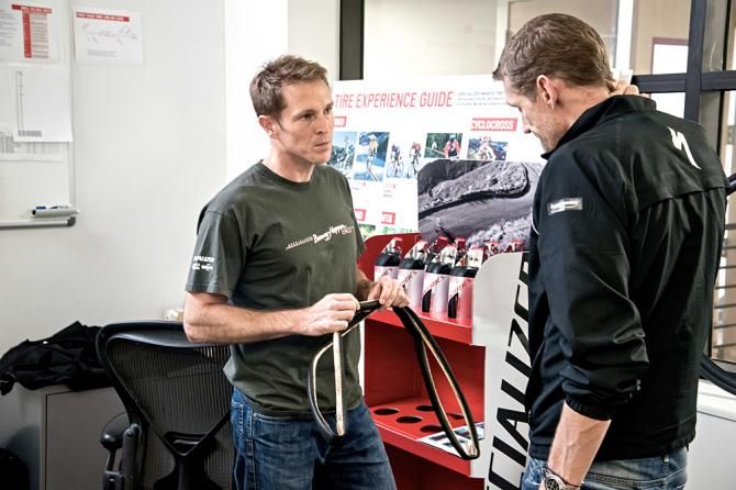 Former pro Rolf Aldag (right) knows that performance improvements at Omega Pharma Quick-Step are key