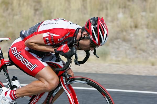 Burke Swindlehurst (Bissell) could not get any lower on the front of his bike.