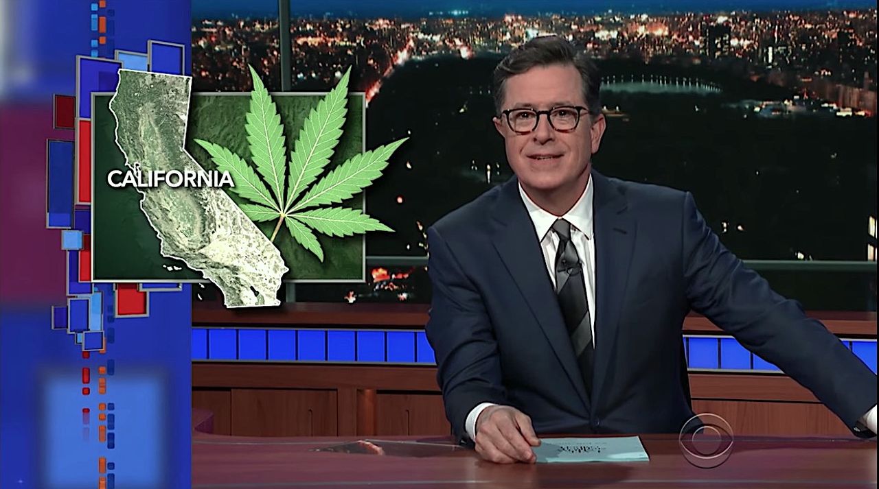 Stephen Colbert marks California legalizing weed