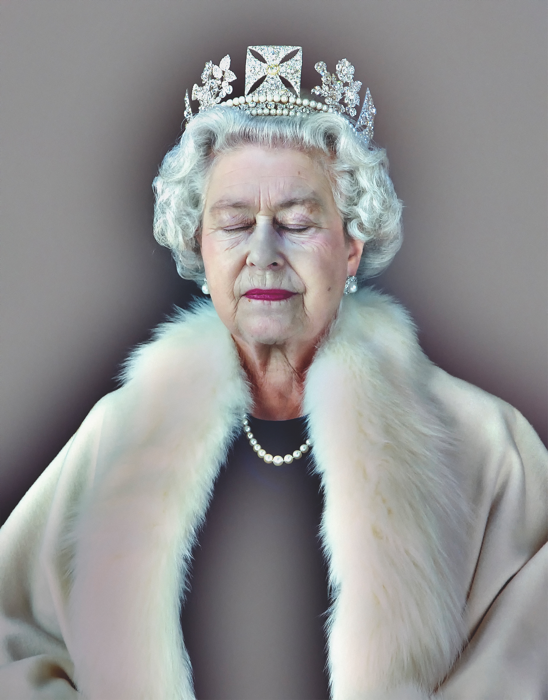 Chris Levine's 2008 portrait of Queen Elizabeth II with her eyes closed, titled Lightness of Being