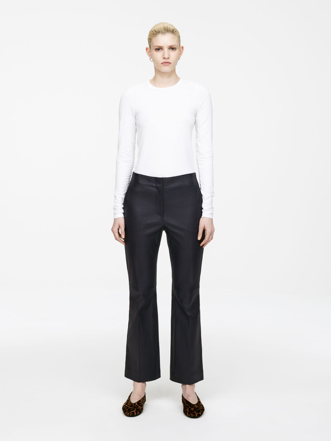 Kick-Flare Leather Trousers