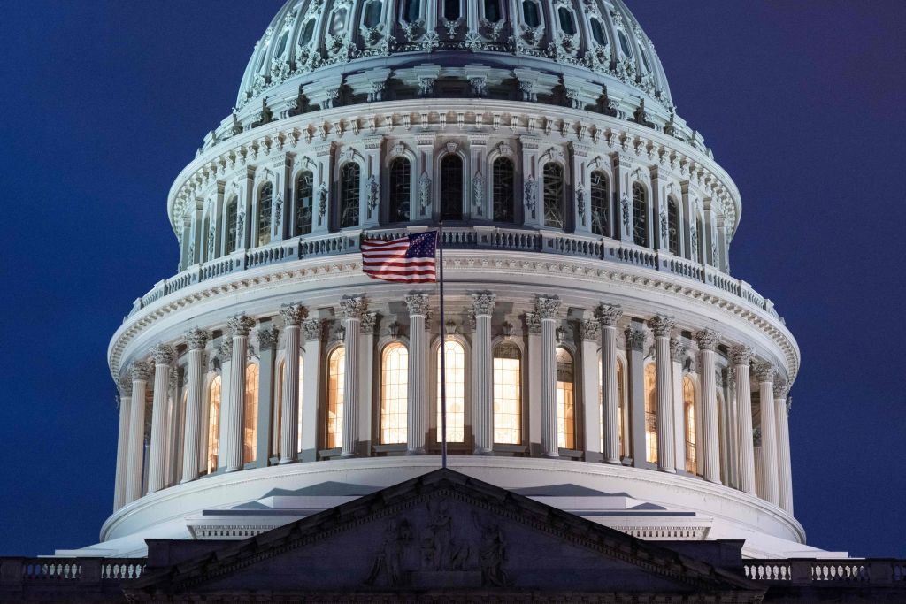 Capitol Hill at night.