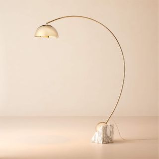 Venus Champagne Arc Floor Lamp With White Marble Base
